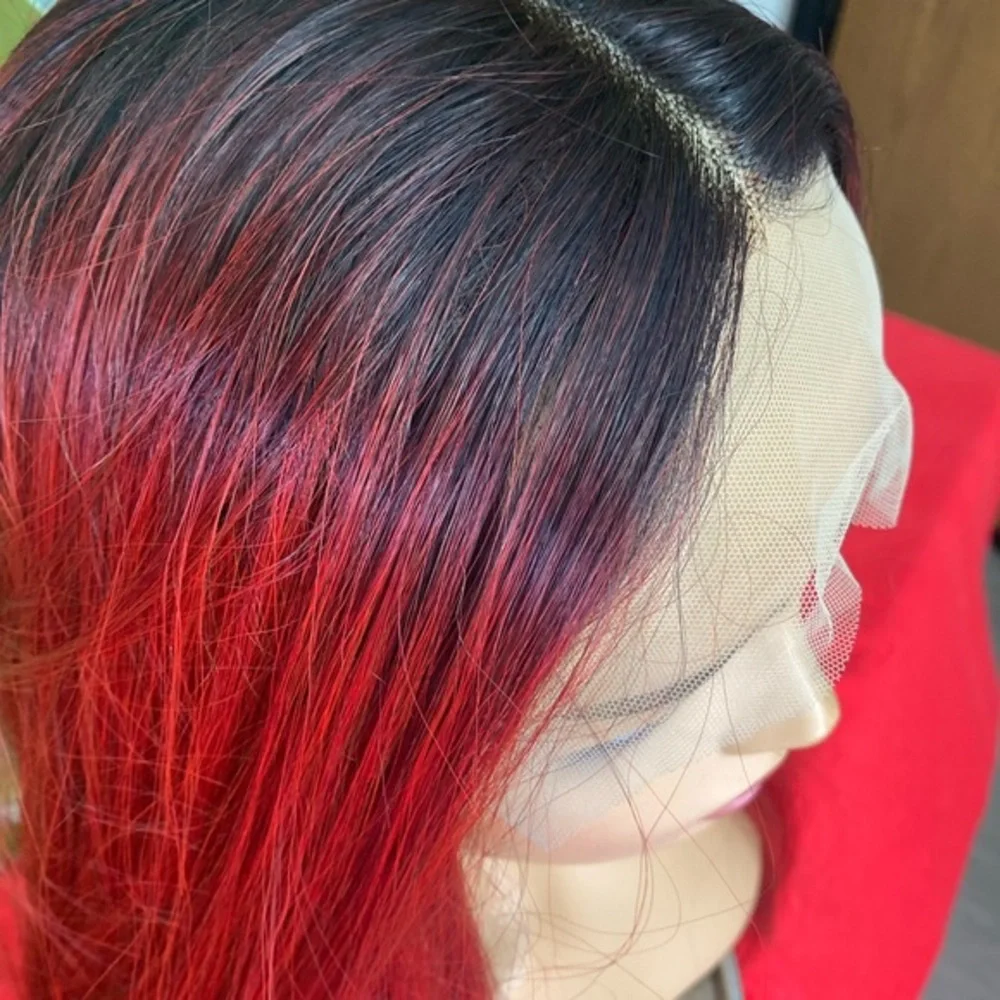 vampire red black lace front wig